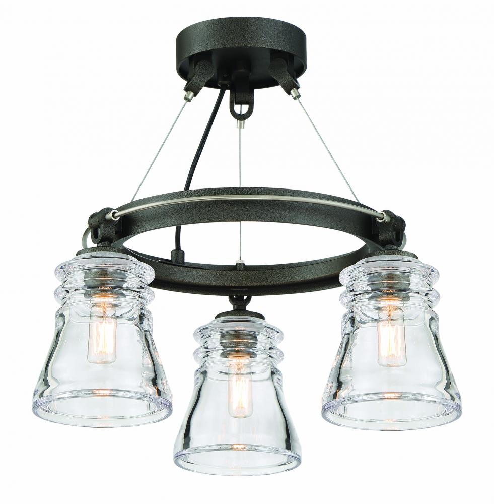GRAHAM AVENUE - 3 LIGHT SEMI FLUSH
