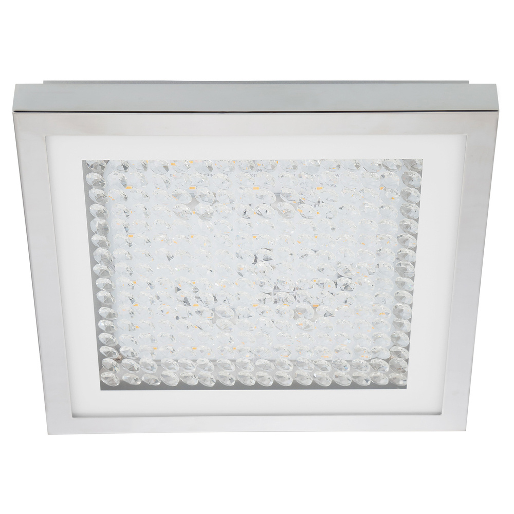 LED Ceiling Light w/ Chrome Finish & Iridescent Glass Shade w/  Clear Glass Stones