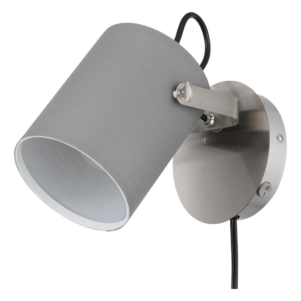 1 LT Wall Track Light w/ Matte Nickel Finish & Grey Fabric Shade