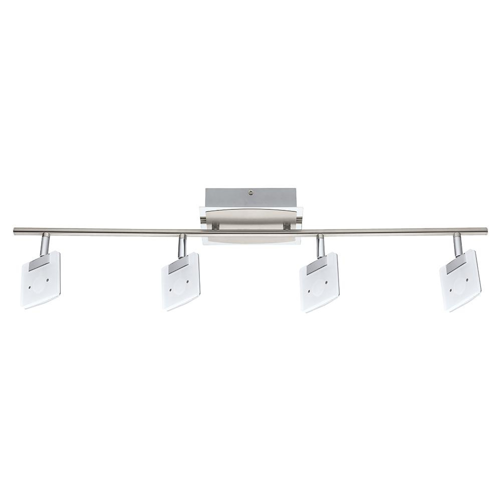 4 LT Integrated LED Fixed Track light w/ Chrome Finish & Satin Acrylic Adjustable Shades