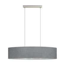 Eglo 202944A - 2 LT Oval Pendant w/ Matte Nickel Finish & Grey w/ Silver Interior Fabric Shade