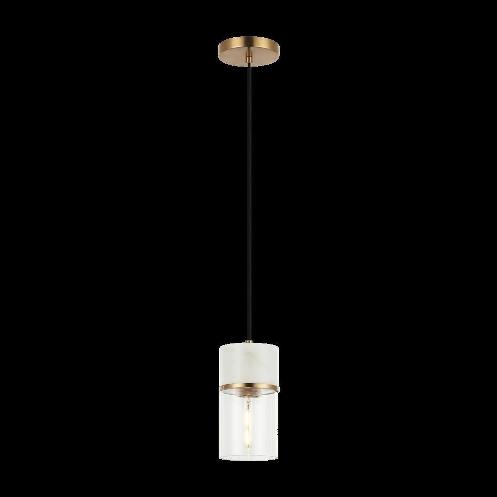 Marmor Aged Gold Brass + White Marble Pendant