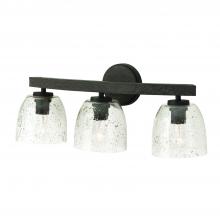 Capital 147631CK-536 - 3-Light Vanity in Carbon Grey and Black Iron with Stone Seeded Glass