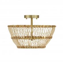 Capital 244131MA - 3-Light Dual Mount Pendant or Semi-Flush in Matte Brass with Natural Rattan