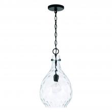 Capital 349012MB - 1-Light Pendant in Matte Black with Clear Teardrop Water Glass