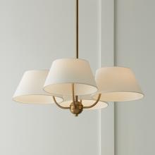 Capital 450441AD - 4-Light Low-Profile Chandelier Semi-Flush in Aged Brass with White Fabric Shades