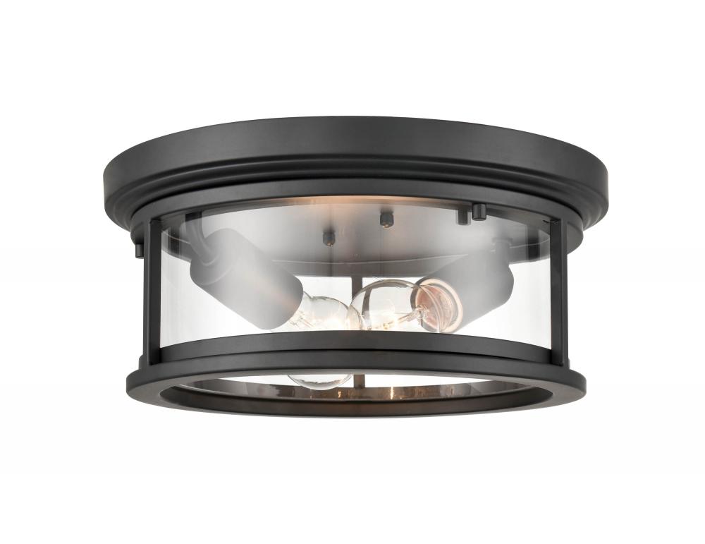 Bresley 2-Light Outdoor Flush Mount Powder Coated Black