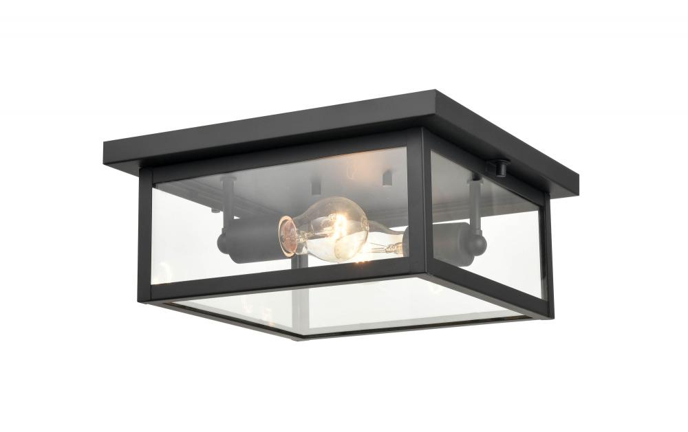 Evanton 2-Light Outdoor Flush Mount Powder Coated Black