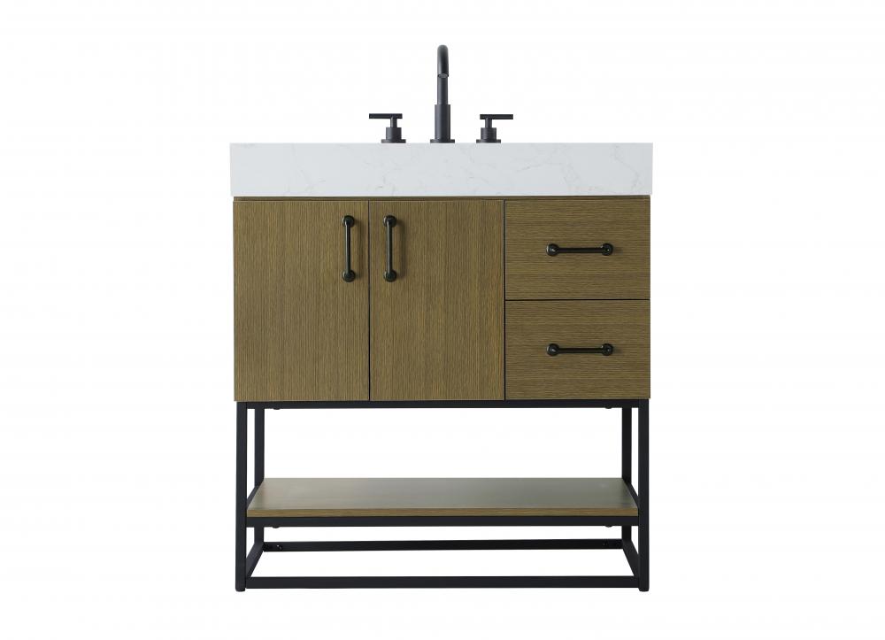 Vanity Cabinet 2Dr 2Dw 32x21.5x34 Chestnut Brown