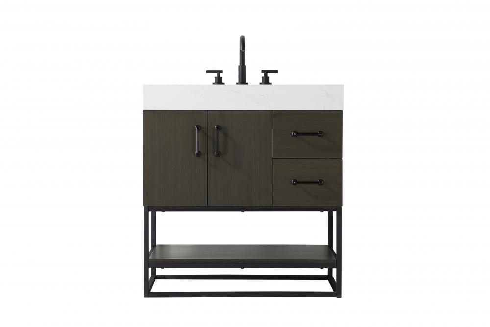 Vanity Cabinet 2Dr 2Dw 32x21.5x34 Mocha Brown