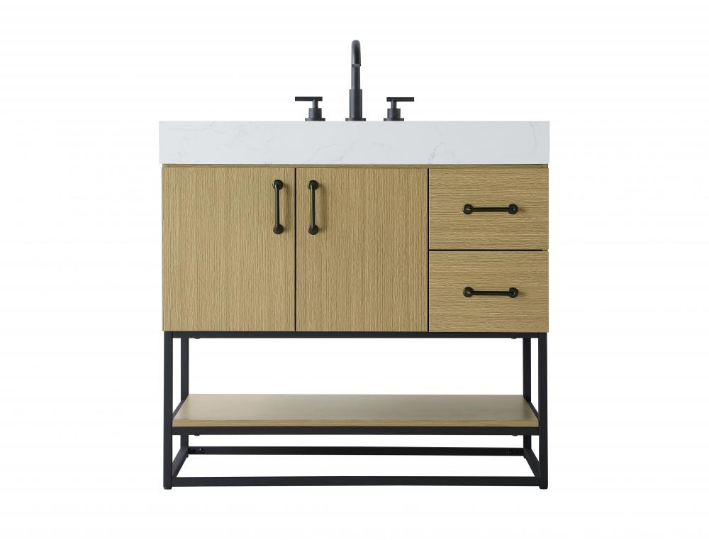 Vanity Cabinet 2Dr 2Dw 36x21.5x34 Honey Brown
