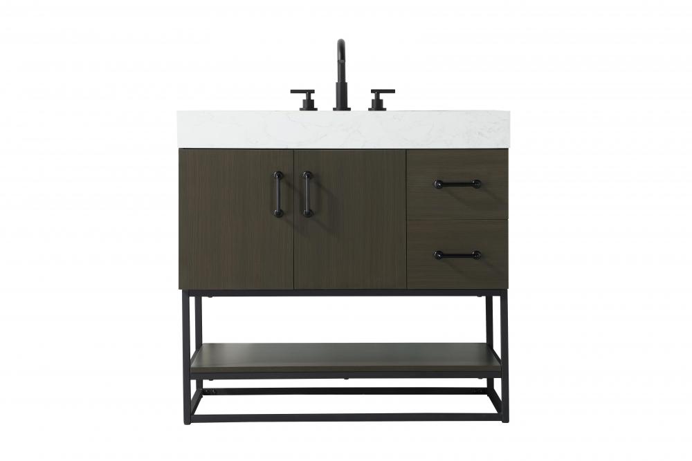 Vanity Cabinet 2Dr 2Dw 36x21.5x34 Mocha Brown