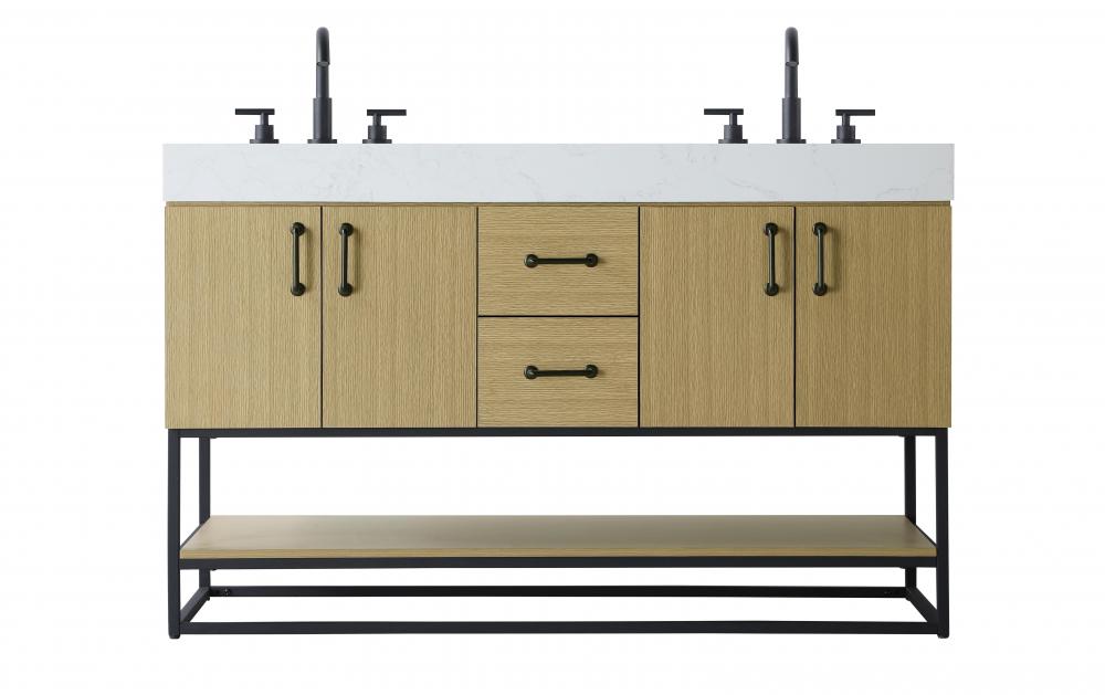 Vanity Cabinet 4Dr 2Dw 54x21.5x34 Honey Brown
