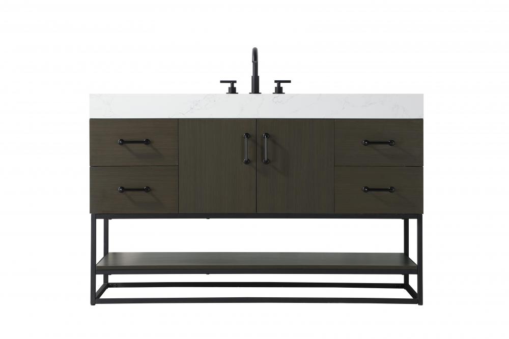 Vanity Cabinet 2Dr 4Dw 54x21.5x34 Mocha Brown