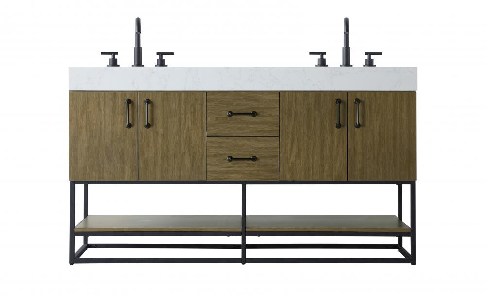 Vanity Cabinet 4Dr 2Dw 60x21.5x34 Chestnut Brown