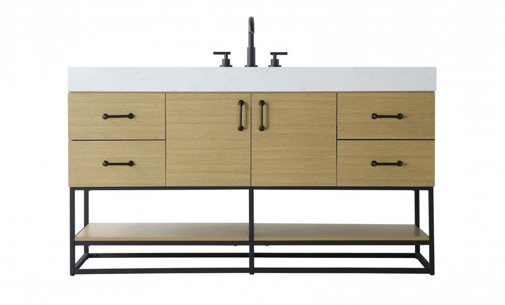 Vanity Cabinet 2Dr 4Dw 60x21.5x34 Honey Brown