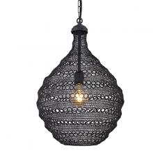 Canarm IPL2084B01BK - ZAIN, Black Color, 1 Lt Black Cloth Cord and Chain Pendant, 40W Type A, 14.5" W x 21.6" H